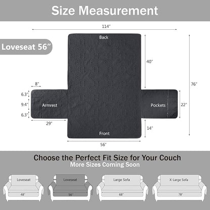 Black Loveseat Covers 2 Cushion Couch, Water-Repellent Sofa Cover - Image 7