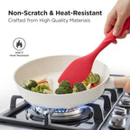 Kitchen Mama WaltzGrip Platinum Silicone Scraping Spatula: Heat Resistant, Seamless, Non Stick for Frying Pan Cookware, Safe, Flexible Bowl Scraper - Ideal for Mixing, Baking, Stirring (Red)