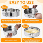 Aufind Springform Pan Set for Baking (9,10inches), 304 Stainless Steel Springform Cake Pan with Removable Bottom, Cheesecake Pan with 50PCS Parchment Paper for Pie Cake Pizza and Quiches