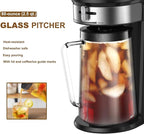 LITIFO Iced Tea Maker and Iced Coffee Maker Brewing System with 2.5-quart Pitcher, sliding strength selector for Taste Customization, Stainless Steel (Black 2.0)