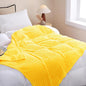 Bright Yellow Fleece Throw Blanket 90”×90” by linecooo