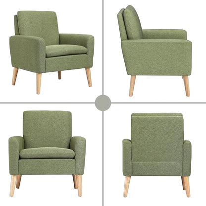Accent Chair Set of 2 Living Room Mid-Century Modern Chair, Upholstered Fabric - Image 5