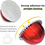 CAPMESSO Aluminum Foils Lids for Vertuo Reusable Pods,Compatible for Refillable Vertuo Pods, 100pcs Coffee Pods Foil Seals Covers(100/package)