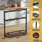 Coffee Mug Holder with Movable Hooks,16 Capacity Coffee Cup Holder for Countertop, Metal Mug Tree Holder Rack with Storage Base,Home Storage Mug Organizer adjustable Heights (Black)