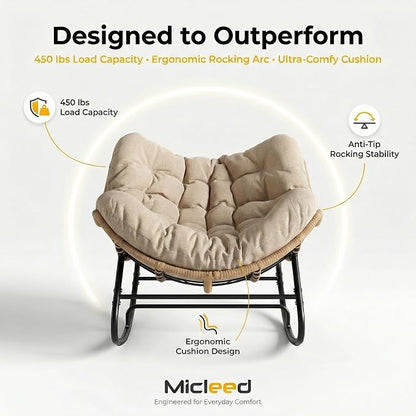 Oversized Papasan Rocking Chair Outdoor, Comfy Patio Papasan Egg Rocker - Image 6