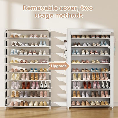 LANTEFUL Shoe Rack with Covers 10 Tier Tall Shoe Rack Organizer Large Capacity - Image 5