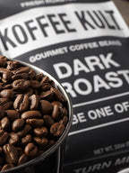 Koffee Kult Dark Roast Whole Bean Coffee - Small Batch 100% Arabica Gourmet Blend, Smooth and Well Balanced Artisan Roasted in 32oz Resealable Package