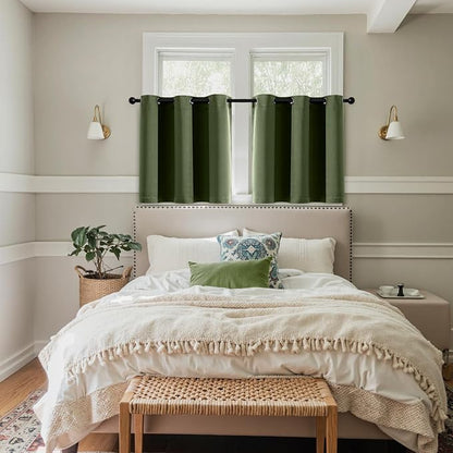 MIULEE Blackout Curtains for Bedroom 2 Panels 40 x 36 Inch Long Olive Green | - Image 7
