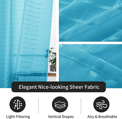 SpaceDresser Check Sheer Curtains 96 Inches Long - Image 4