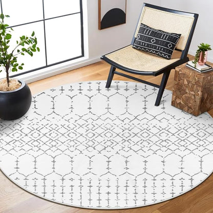 Lahome Moroccan Round Rugs 4Ft Washable Non-Slip Small Round Area Rug - Image 8