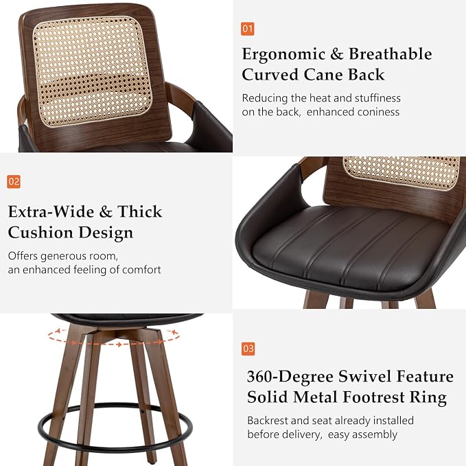 Set of 2 Bar Stools Counter Height - Image 3