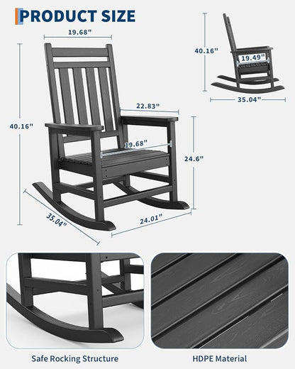 GarveeLife Poly Lumber Rocking Chair Outdoor Set of 4 - Image 2