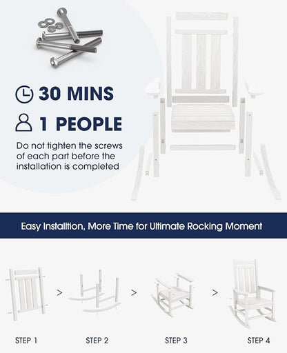 KINGYES Oversized Outdoor Rocking Chair, All-Weather Patio Rocking Chairs - Image 9