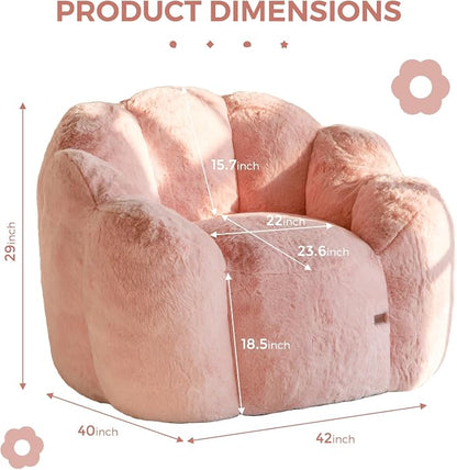 MAXYOYO Bean Bag Chair for Adults, Floral Shaped Bean Bag Sofa, Ultra Soft Faux - Image 2