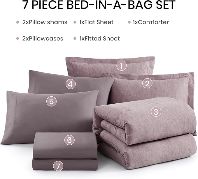 Monbix Full Size Comforter Set, Lilac Bedding Comforter - Image 7