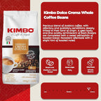 Kimbo Espresso Crema Intensa Whole Bean Coffee | Medium Dark Roast | 11/13 Intensity | Blended & Roasted in Italy | Full Body with Cinnamon Notes | 2.2 Lbs bag