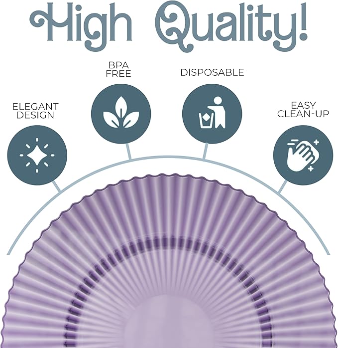 Exquisite 80 Piece Plastic Disposable Plates Set For 40 Guests I 20 X 9 Inch & 40 X 11 Inch Disposable Plastic Plates | Color: Purple | Great for Weddings Parties And Formal Occasions