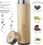 Teabloom All-Beverage Travel Tumbler – Large Capacity 17 oz / 500 ml – Insulated Thermos Mug – Eco-Friendly Bamboo – Hot and Cold Tea Infuser – Cold-Brew Coffee – Fruit-Infused Water – The Naturalist