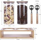 KKC HOME ACCENTS Air Tight Glass Coffee Tea Containers with Spoons for Coffee Beans,Loose Tea,Ground Coffee,Matcha,Glass Canisters with Airtight Lids and Scoops,39 Fl oz