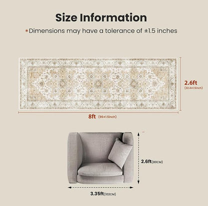 AMADA HOMEFURNISHING 2'6"x8' Washable Area Rug, Low-Profile Entryway Rug - Image 2