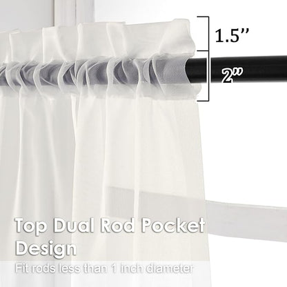 Ivory Sheer Curtains 78 Inches Long 2 Panels - Image 3