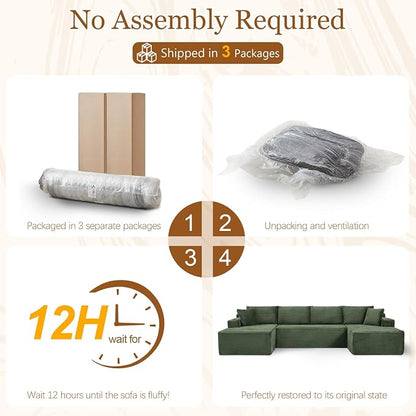 125" Modular Sectional Sleeper Sofa, Boneless Cloud Couch - Image 7