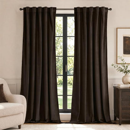 MIULEE Velvet Curtains 52x96 inches Chocolate Brown Blackout Curtains | Luxury by MIULEE