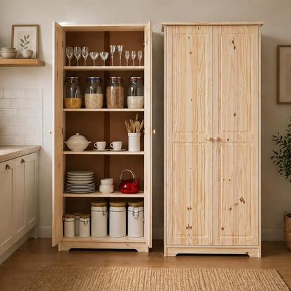 From the Tree Furniture Solid Pine Pantry Cabinet — 72" Tall Unfinished Kitchen by FromTheTreeFurniture