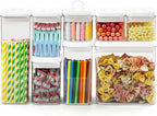 Felli Flip Tite Storage Container with Lid 4" RECTANGULAR Air Tight Ring Flip Top, Stackable Acrylic Canister for Kitchen Counter Pantry, Cereal Granola Pasta Spice, Gift Set for Women (4pk, Variety)