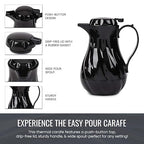 OCS Parts Easy Pour Thermal Coffee Carafe | 8-Inch Insulated Hot and Cold Beverage Pitcher Server for Coffee, Tea, Hot Chocolate and Water with Colored Tags for Easy Idenfication | 20-Ounce | Black