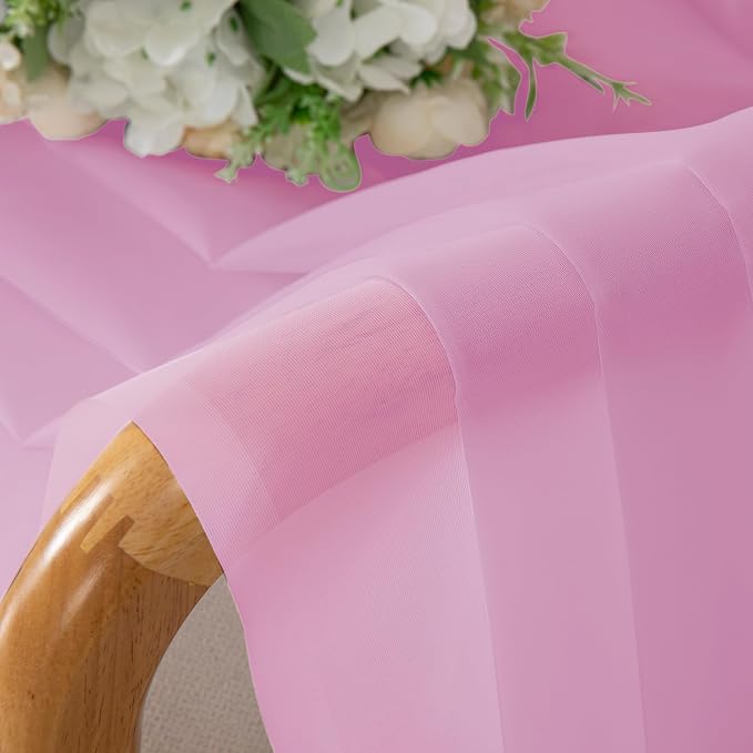 Chyhomenyc Sheer Pink Curtains 90 inches Long 2 Panels, Light Filtering Soft - Image 4