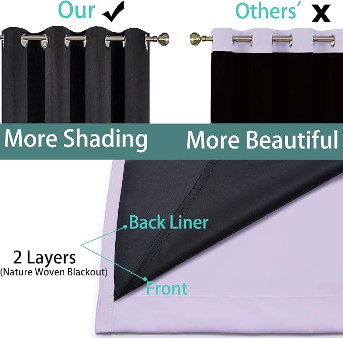 Yakamok Lilac 100% Blackout Curtains 84 Inches Long - Image 5