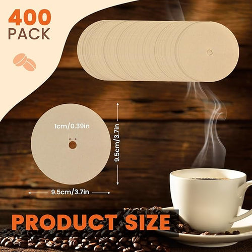 400 Pack Of Natural, Unbleached 3.75-Inch Disposable Coffee Filter Discs, Designed for Percolator Coffee Makers. Ideal for Use At Home, Office, Or Camping.