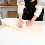 Silicone Baking Mat - Extra Thick Non-Stick Pastry Mat with Measurement Markings, 21"x15" Non-Slip Silicone Pad with Raised Edges（Apricot）