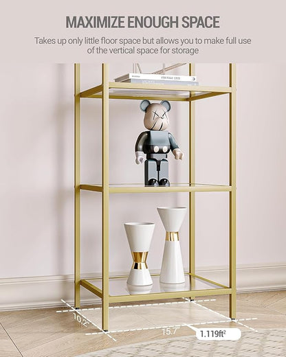 Hzuaneri Bookcase Bookshelf, Tempered Glass Bookshelves, Slim Shelving Unit - Image 6