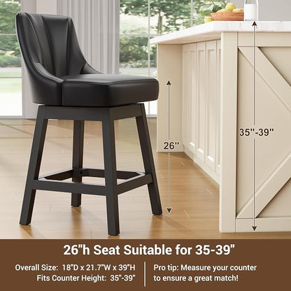 YaFiti Swivel Bar Stools Set of 2, 26 Inch Counter Height Bar Stools - Image 6