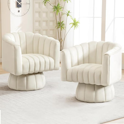 Swivel Accent Barrel Chair Set of 2- Cute Comfy Small Round 360° Arm Chair by YUUIJOAA