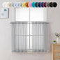 Chyhomenyc Sheer Light Grey Tier Curtains 24 Inch Length, Small Window Curtains by Chyhomenyc