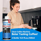 4 Pack Coffee Machine Descaler Cleaner -16 Uses,Descaling Solution for Nespresso Breville Keurig Jura &Delonghi - Coffee Machine Cleaners For All Coffee Makers & Espresso Machines,Glass Pot Cleaner