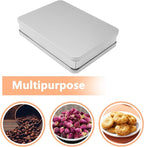 Metal Empty Boxes, Tin Boxes with Lid,Small Silver Tin Boxes,Stackable Organizer Containers,4PCS Storage Tin for Home Outdoor Active Storage Containers
