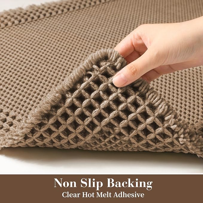 RESARE Waffle Bathroom Runner Rugs, Non Slip Boho Bath Mat 24"x72" Brown | Long - Image 4