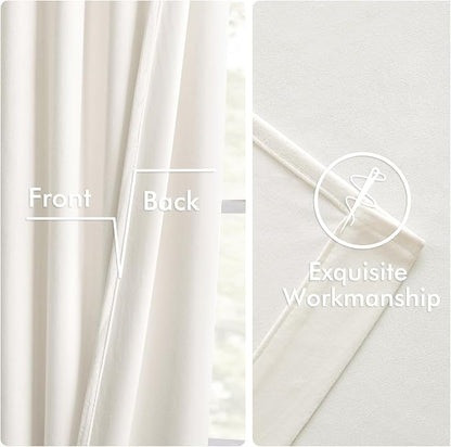 MIULEE Velvet Curtains 50W x 120L 2 Panels Ivory Blackout Curtains | Luxury - Image 6