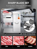 Commercial Meat Cutter Machine, 1200LB/H Electric Cutting Machine 750W Commercial Meat Slicer 3mm Blade Restaurant Food Slicer Stainless Steel For Kitchen Restaurant Supermarket