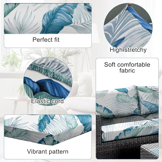 CALBODE 12Pcs Stretch Patio Cushion Covers Outdoor Couch Cover Replacement - Image 3