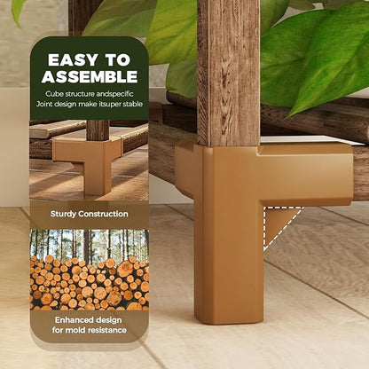 Bamworld Tall Plant Stand Indoor Wood Plant Shelf Outdoor Tiered Plant Rack - Image 5