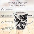 Karma Gifts 16 oz Black and White Boho Mug Dragonfly - Cute Coffee and Tea Mug - Ceramic Coffee Mugs for Women and Men