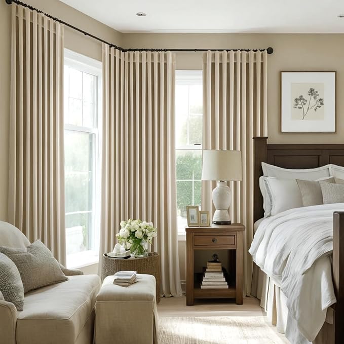 MIULEE Velvet Curtains 52x90 inches 2 Panels Beige Blackout Curtains | Luxury - Image 5