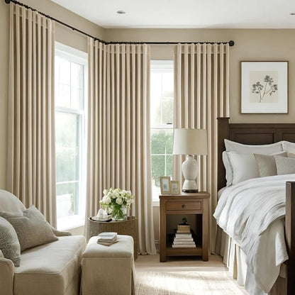 MIULEE Velvet Curtains 52x96 inches 2 Panels Beige Blackout Curtains | Luxury - Image 5