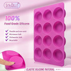 Sakolla 3 Pcs Round Chocolate Cookie Molds, 12-Cavity Cylinder Silicone Molds, Perfect for Chocolate Covered Cookie, Cake, Candy, Pudding, Mini Soap (2 Rose Red & 1 Blue)