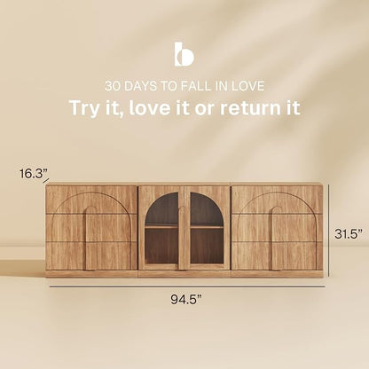 BELLEZE 3-Piece Sideboard Cabinet Set Freely Configurable, Modern Wood Modular - Image 2